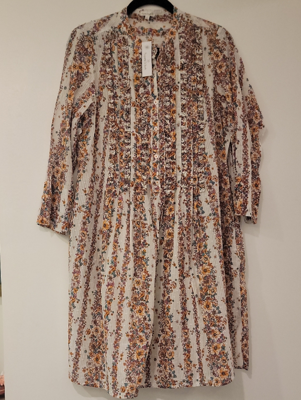 Poupette St Barth 3/4 sleeve floral cotton dress ruffles- swiss dot- coverup